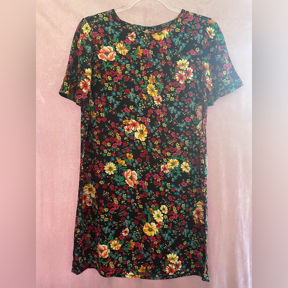 Forever 21 Floral Black Midi Dress - worn once!